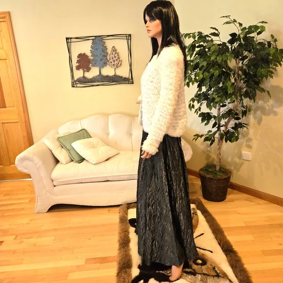 NWT,Shimmering Pewter Crinkle Formal Maxi Skirt, Formal, Holiday, Party, Size 12 - Picture 11 of 16